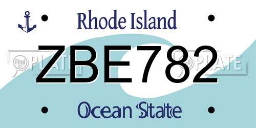 ZBE782 Rhode Island License Plate