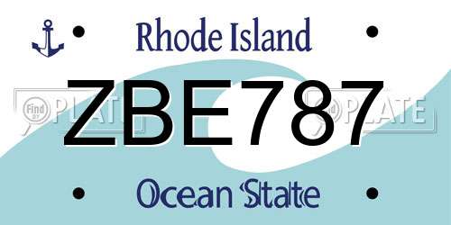 ZBE787 Rhode Island License Plate