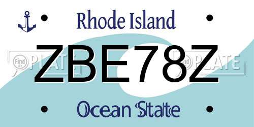 ZBE78Z Rhode Island License Plate