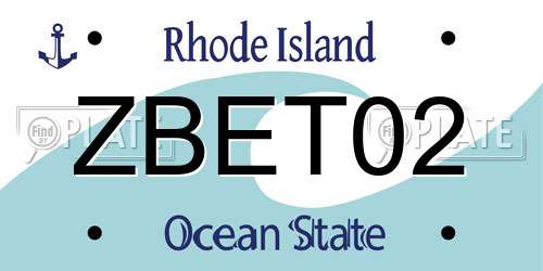 ZBET02 Rhode Island License Plate