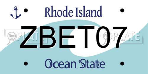ZBET07 Rhode Island License Plate