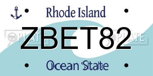 ZBET82 Rhode Island License Plate