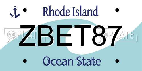 ZBET87 Rhode Island License Plate