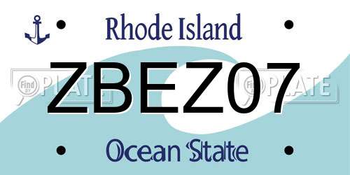 ZBEZ07 Rhode Island License Plate
