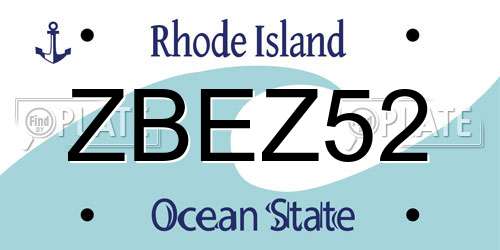 ZBEZ52 Rhode Island License Plate