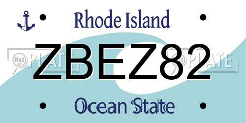 ZBEZ82 Rhode Island License Plate