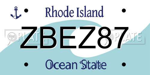 ZBEZ87 Rhode Island License Plate