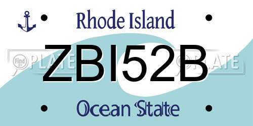ZBI52B Rhode Island License Plate