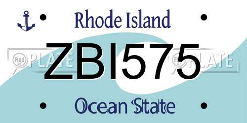ZBI575 Rhode Island License Plate