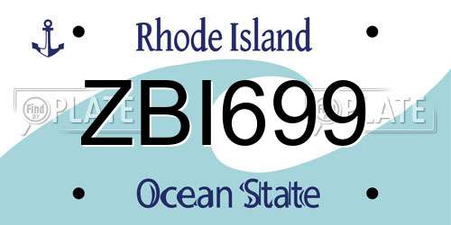 ZBI699 Rhode Island License Plate