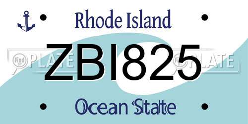 ZBI825 Rhode Island License Plate
