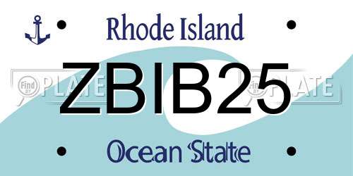 ZBIB25 Rhode Island License Plate