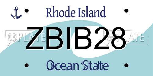 ZBIB28 Rhode Island License Plate