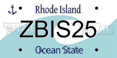 ZBIS25 Rhode Island License Plate