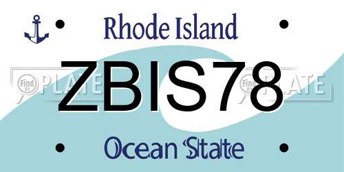 ZBIS78 Rhode Island License Plate