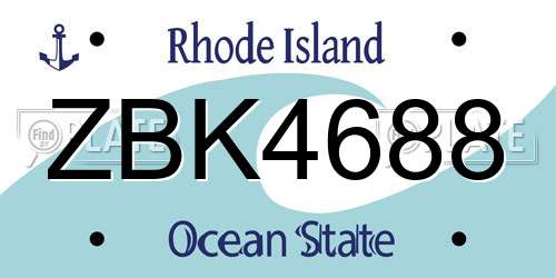 ZBK4688 Rhode Island License Plate