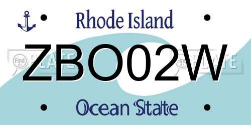 ZBO02W Rhode Island License Plate