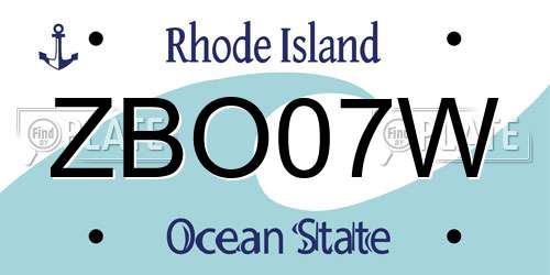 ZBO07W Rhode Island License Plate