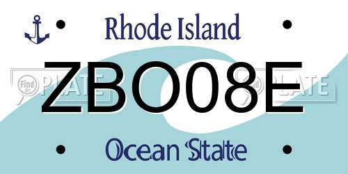 ZBO08E Rhode Island License Plate