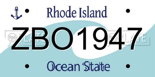 ZBO1947 Rhode Island License Plate
