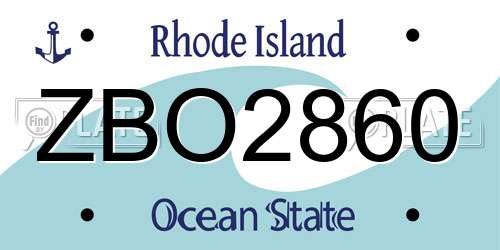ZBO2860 Rhode Island License Plate
