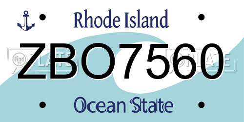 ZBO7560 Rhode Island License Plate