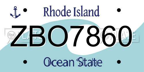 ZBO7860 Rhode Island License Plate