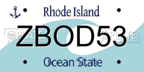 ZBOD53 Rhode Island License Plate