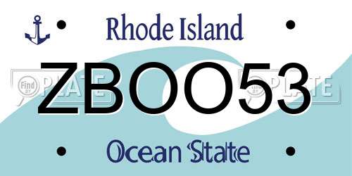 ZBOO53 Rhode Island License Plate