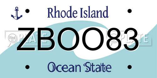 ZBOO83 Rhode Island License Plate