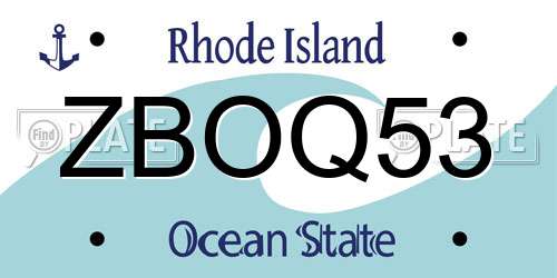ZBOQ53 Rhode Island License Plate