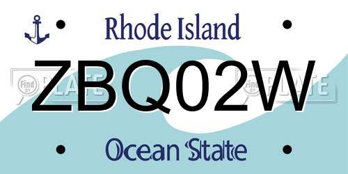 ZBQ02W Rhode Island License Plate