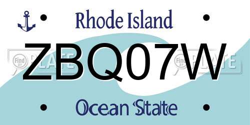 ZBQ07W Rhode Island License Plate