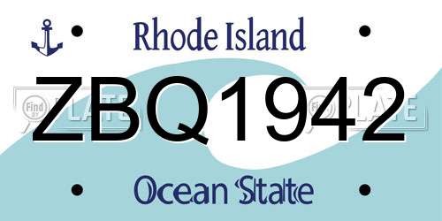 ZBQ1942 Rhode Island License Plate