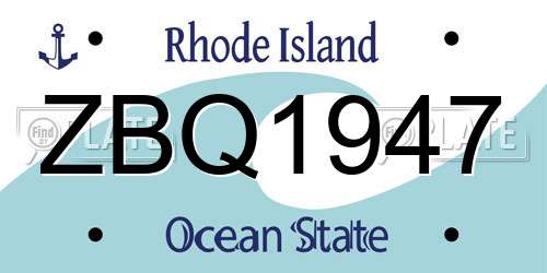 ZBQ1947 Rhode Island License Plate