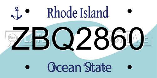 ZBQ2860 Rhode Island License Plate