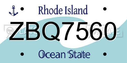 ZBQ7560 Rhode Island License Plate