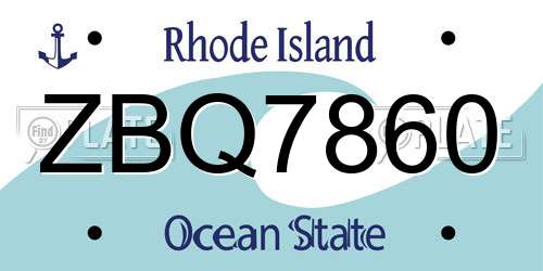 ZBQ7860 Rhode Island License Plate