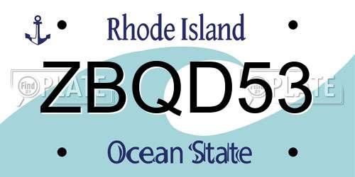 ZBQD53 Rhode Island License Plate