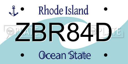 ZBR84D Rhode Island License Plate