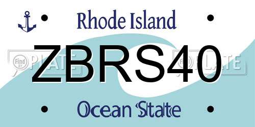 ZBRS40 Rhode Island License Plate
