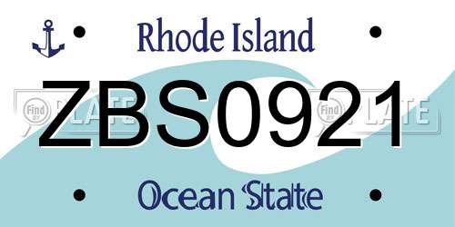 ZBS0921 Rhode Island License Plate