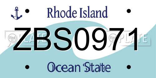 ZBS0971 Rhode Island License Plate