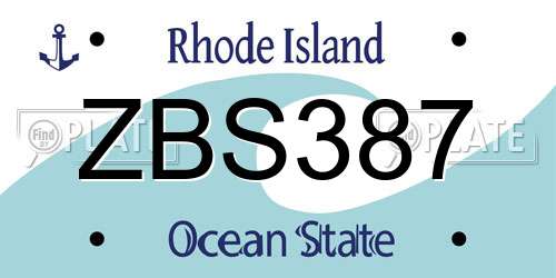 ZBS387 Rhode Island License Plate