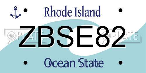 ZBSE82 Rhode Island License Plate