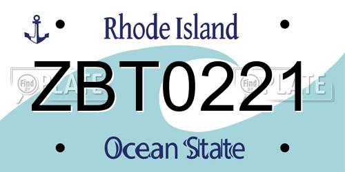 ZBT0221 Rhode Island License Plate