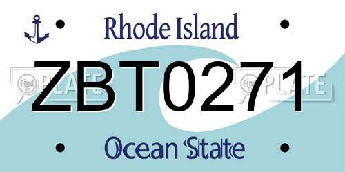 ZBT0271 Rhode Island License Plate