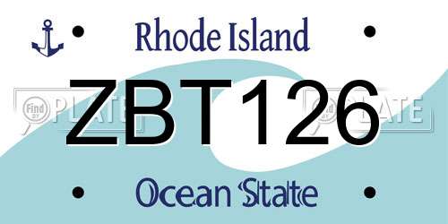 ZBT126 Rhode Island License Plate