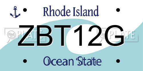 ZBT12G Rhode Island License Plate