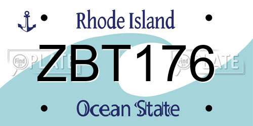 ZBT176 Rhode Island License Plate